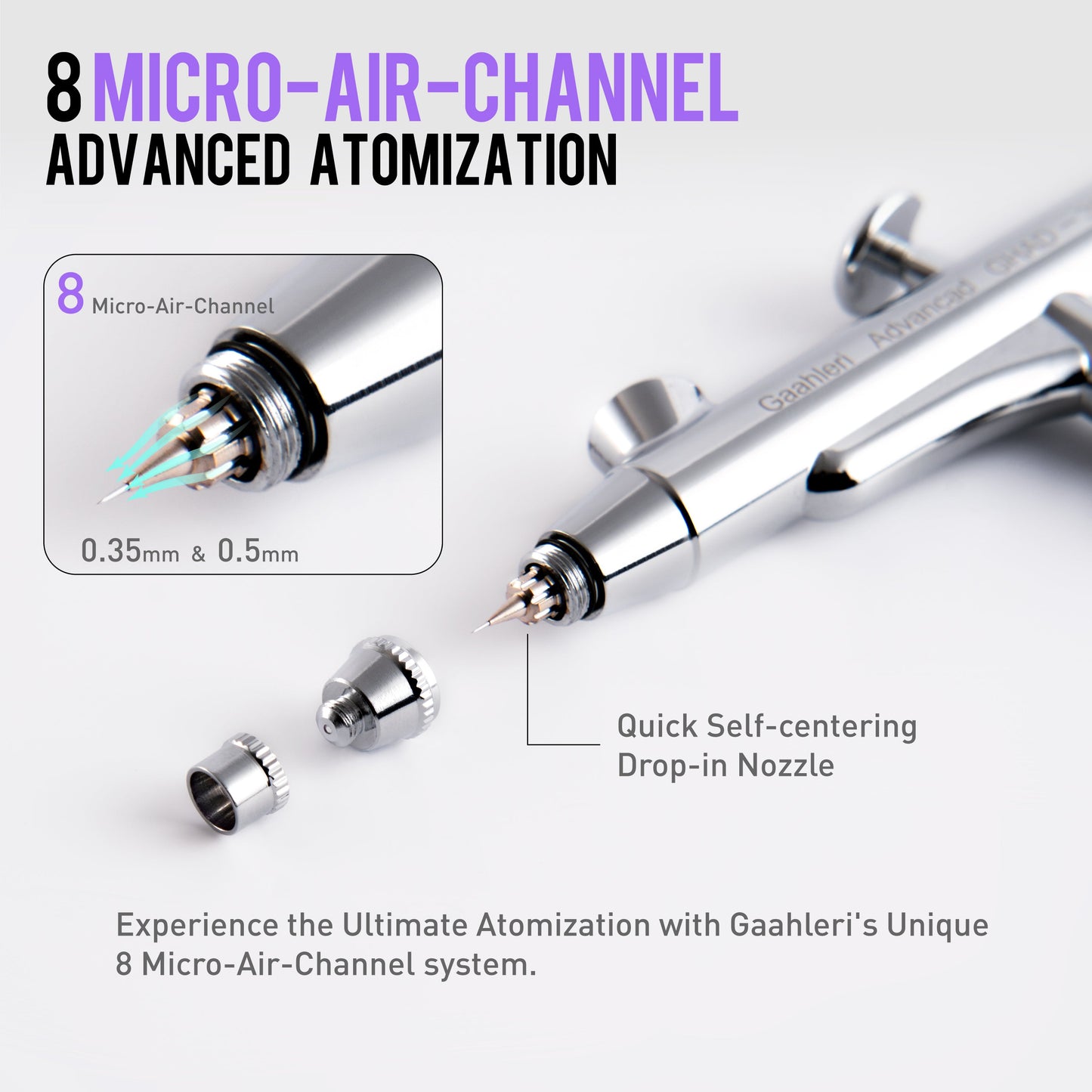 Gaahleri Advanced Series – GHAD-39 Gravity Feed Double Action Airbrush (0.35mm & 0.5mm)