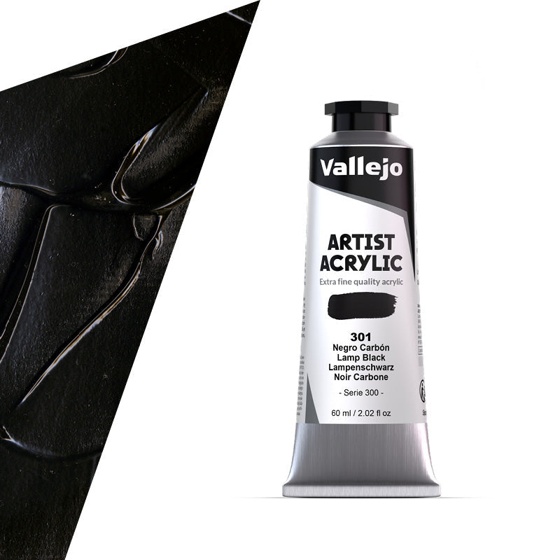 16.301 Vallejo Artist Acrylic - Lamp Black - 60 ML