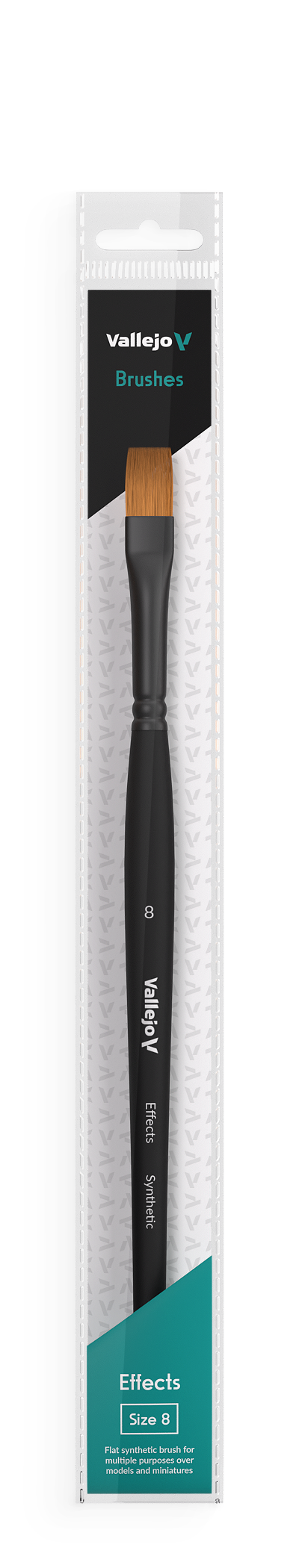 B04008 Vallejo Effects Brushes - Flat Rectangular Synthetic Brush No. 8