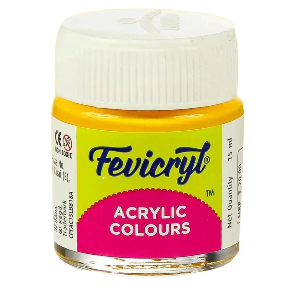 Fevicryl Acrylic Colours - Lemon Yellow - 15 ML