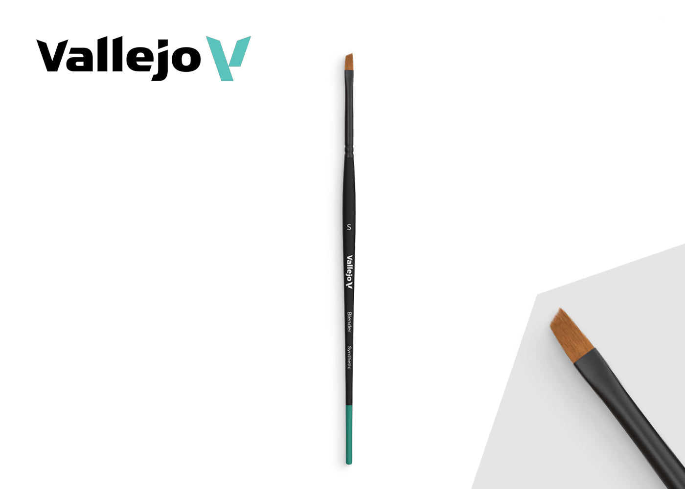 B05001 Vallejo Blender Brushes - Flat Angled Synthetic Brush (Small)