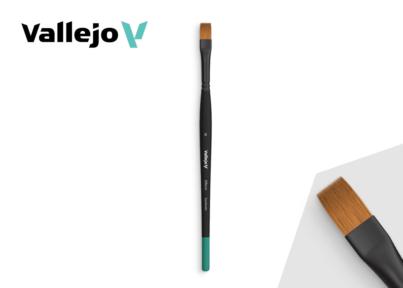 B04008 Vallejo Effects Brushes - Flat Rectangular Synthetic Brush No. 8