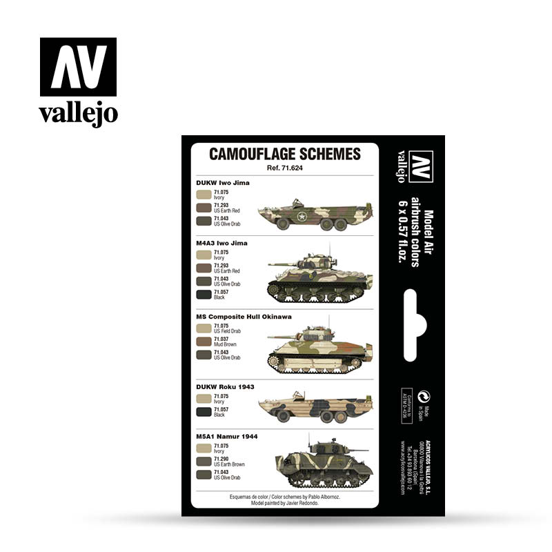 71.624 Vallejo Model Air Set - AFV Colour Series - 71624 WWII USMC Colors Sand Patterns 1942-1945