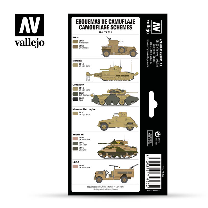 71.622 Vallejo Model Air Set - AFV Colour Series - 71622 WWII British Colors Africa 1939-1943