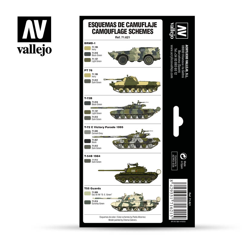 71.621 Vallejo Model Air Set - AFV Colour Series - Cold War & Modern Russian Green Patterns 71621