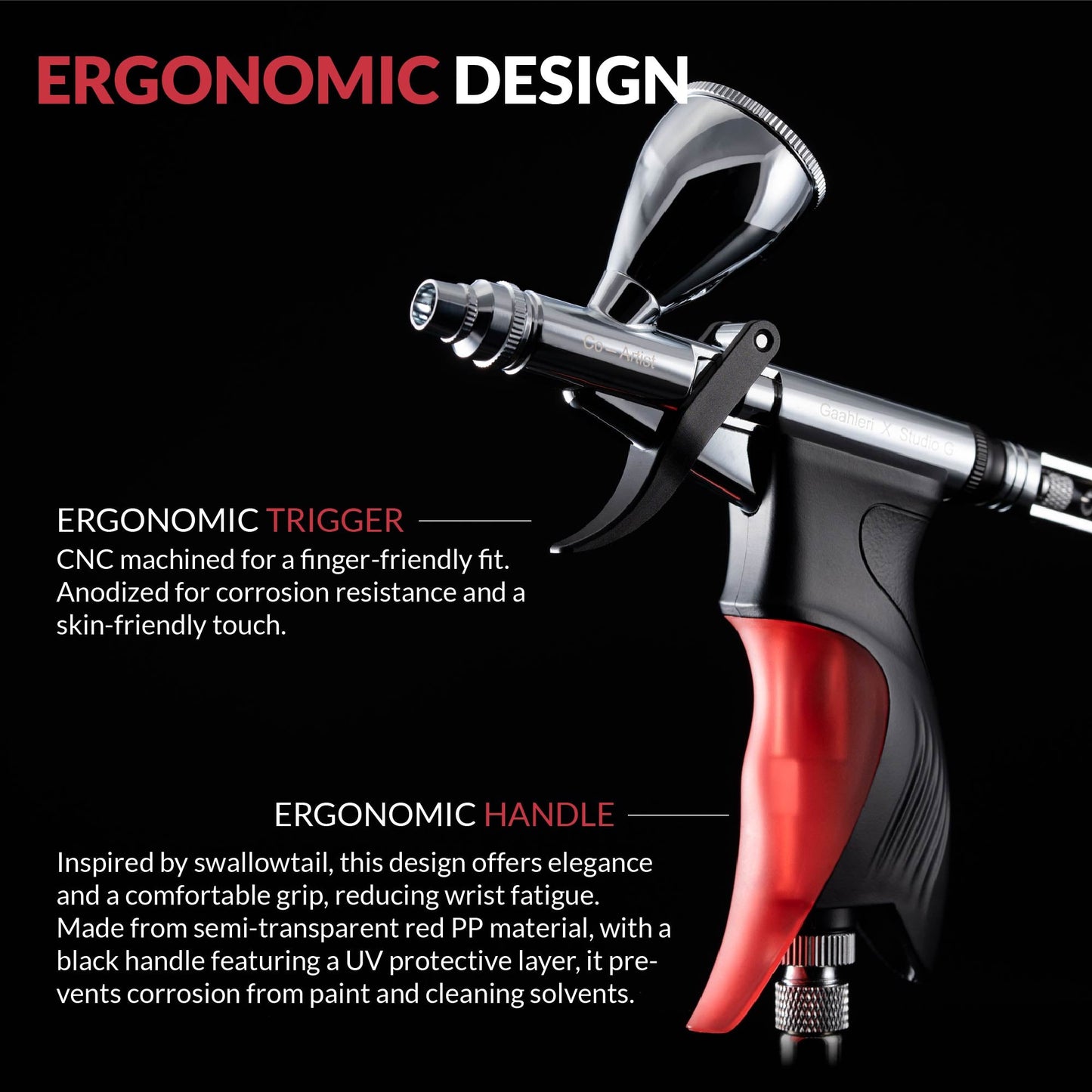 Gaahleri Ace Series โ GHAC-Swallowtail & StudioG Trigger Style Airbrush (0.28mm, 0.5mm & 0.7mm)