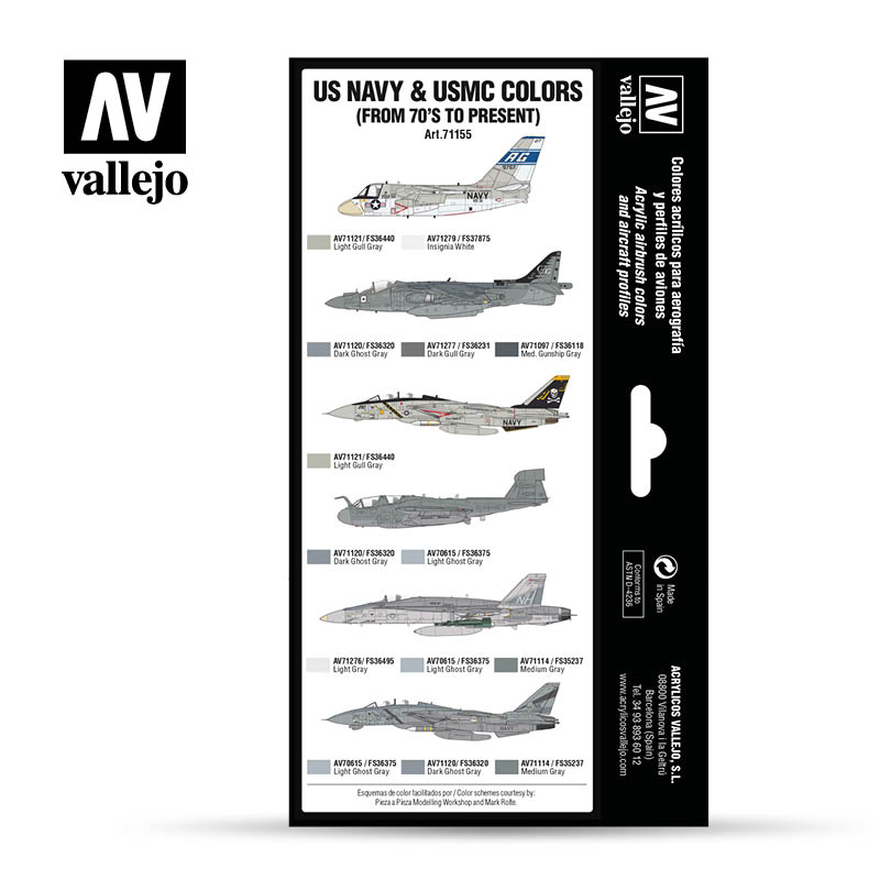 71.155 Vallejo Model Air Set - US Navy & USMC colors from 70’s to present 71155