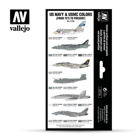 71.155 Vallejo Model Air Set - US Navy & USMC colors from 70’s to present 71155
