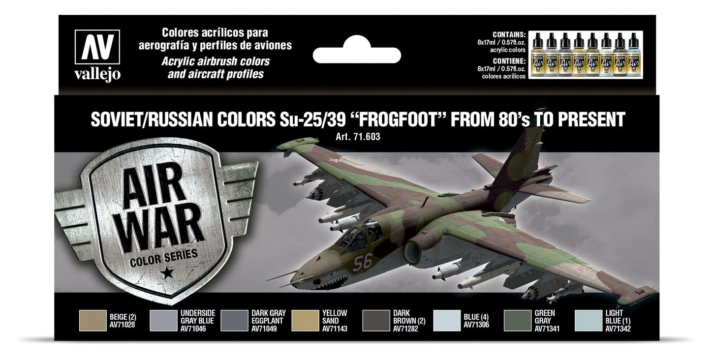 71.603 Vallejo Model Air Set - Soviet/Russian colors Su-25/39 “Frogfoot” from 80’s to present 71603