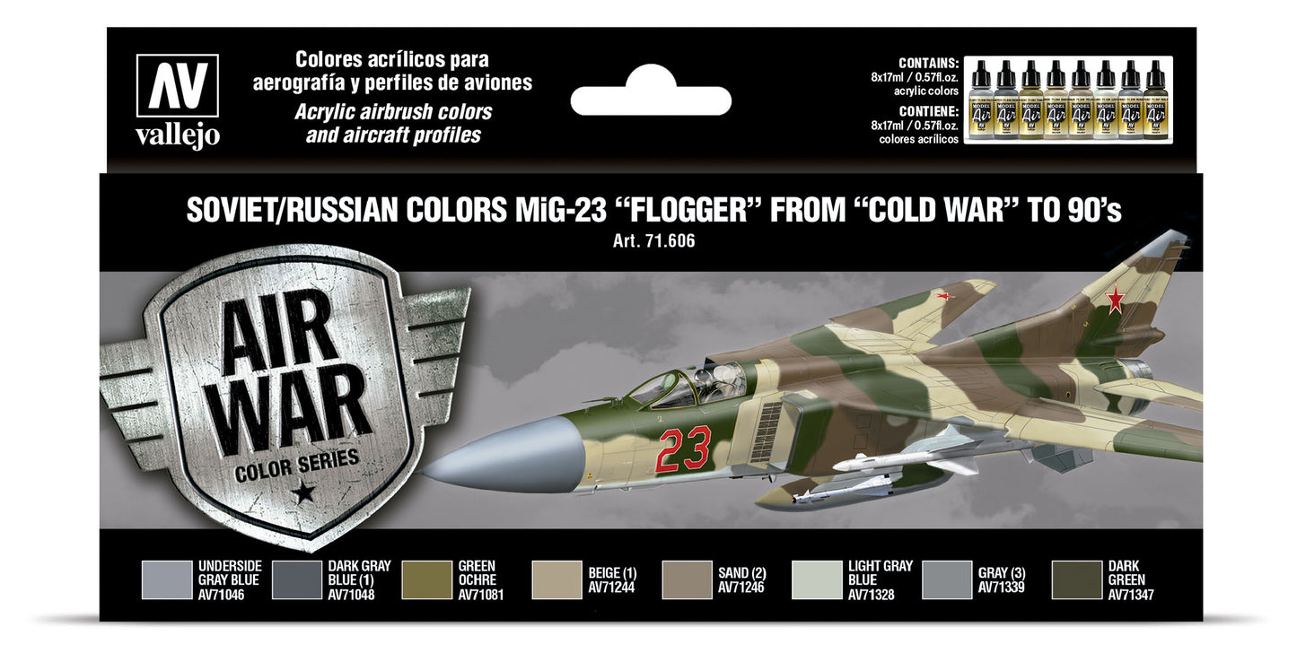 71.606 Vallejo Model Air Set - Soviet/Russian colors MiG-23 “Flogger” from 70’s to 90’s 71606