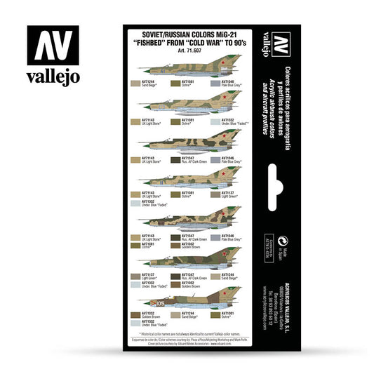 71.607 Vallejo Model Air Set - Airwar Colour Series - 71.607 Soviet/Russian colors MiG-21 “Fishbed” from 50’s to 90’s 71607