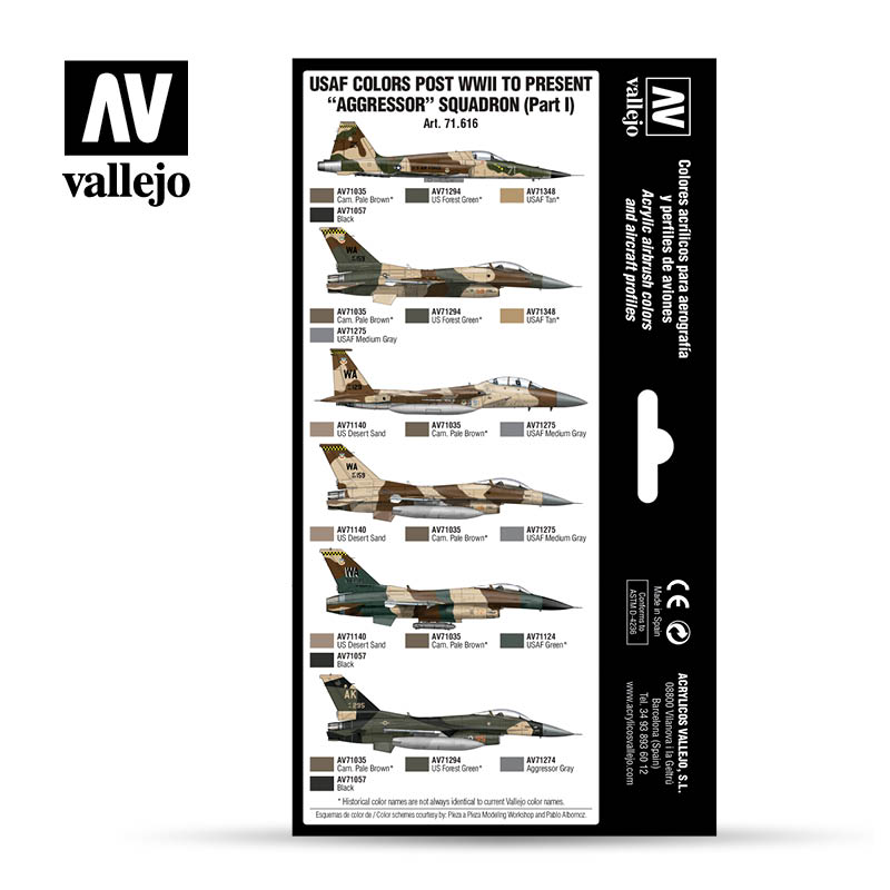 71.616 Vallejo Model Air Set - Airwar Colour Series - USAF colors post WWII to present âAggressorâ Squadron (Part I) 71616
