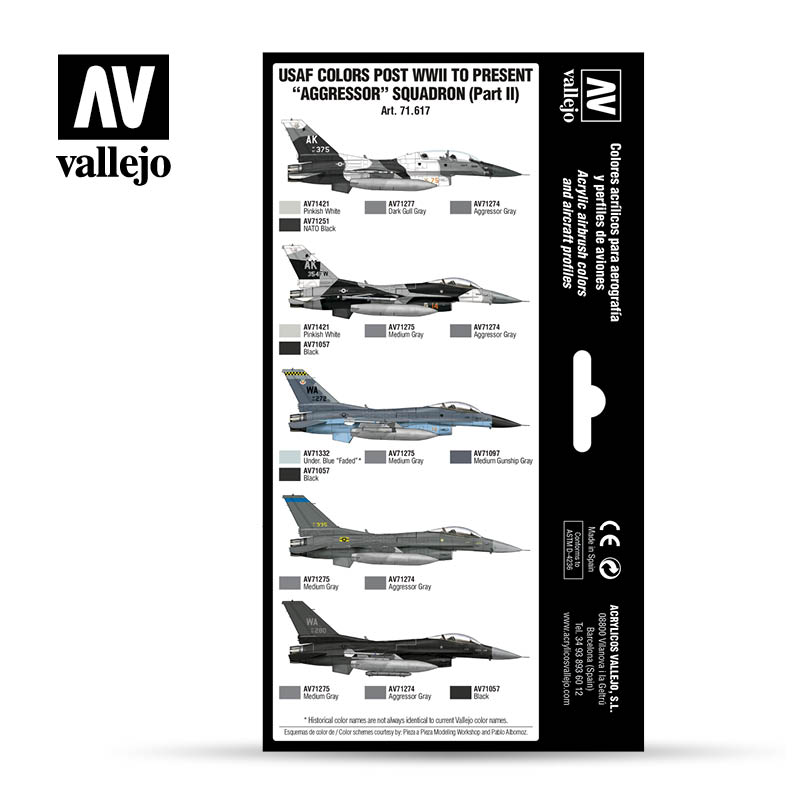 71.617 Vallejo Model Air Set - Airwar Colour Series - USAF colors post WWII to present âAggressorâ Squadron (Part II) 71617