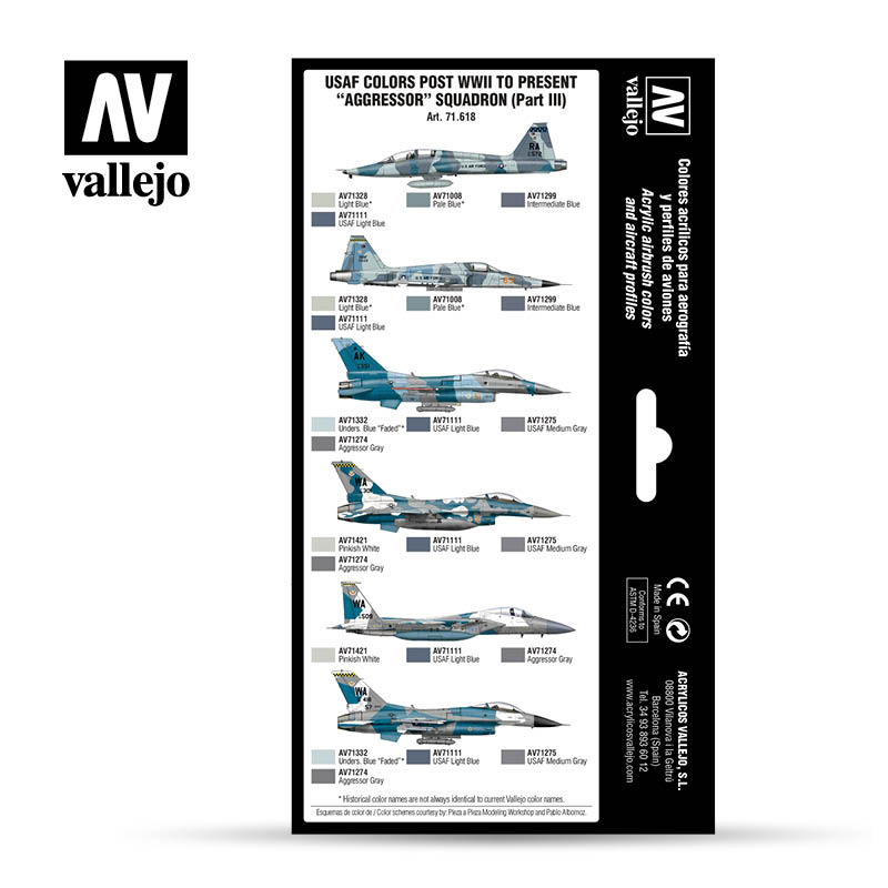 71.618 Vallejo Model Air Set - Airwar Colour Series - USAF colors post WWII to present âAggressorâ Squadron (Part III) 71618