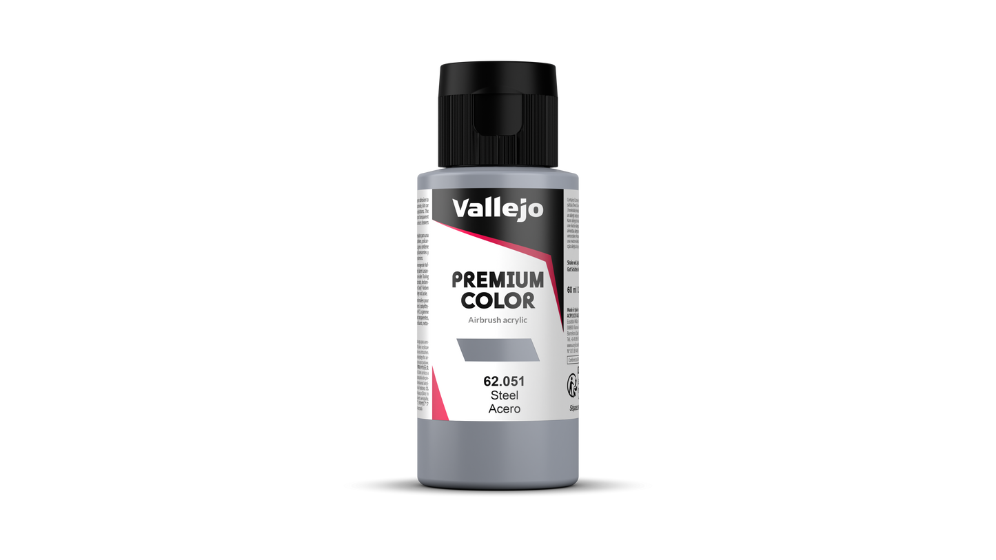 62.051 Vallejo Premium Color - Metallic Steel - 60ML