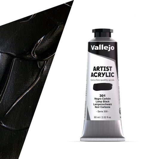 16.301 Vallejo Artist Acrylic - Lamp Black - 60 ML