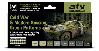 71.621 Vallejo Model Air Set - AFV Colour Series - Cold War & Modern Russian Green Patterns 71621