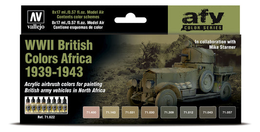 71.622 Vallejo Model Air Set - AFV Colour Series - 71622 WWII British Colors Africa 1939-1943