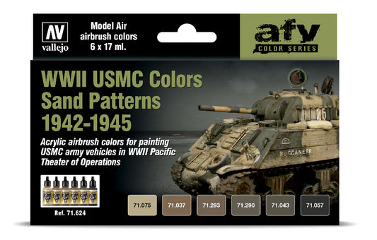 71.624 Vallejo Model Air Set - AFV Colour Series - 71624 WWII USMC Colors Sand Patterns 1942-1945