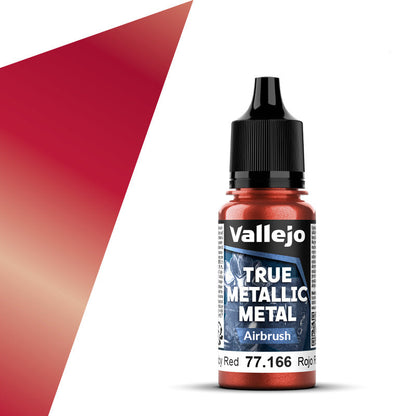 77.166 - Vallejo True Metalic Metal Airbrush Colour - Ruby Red - 18 ML