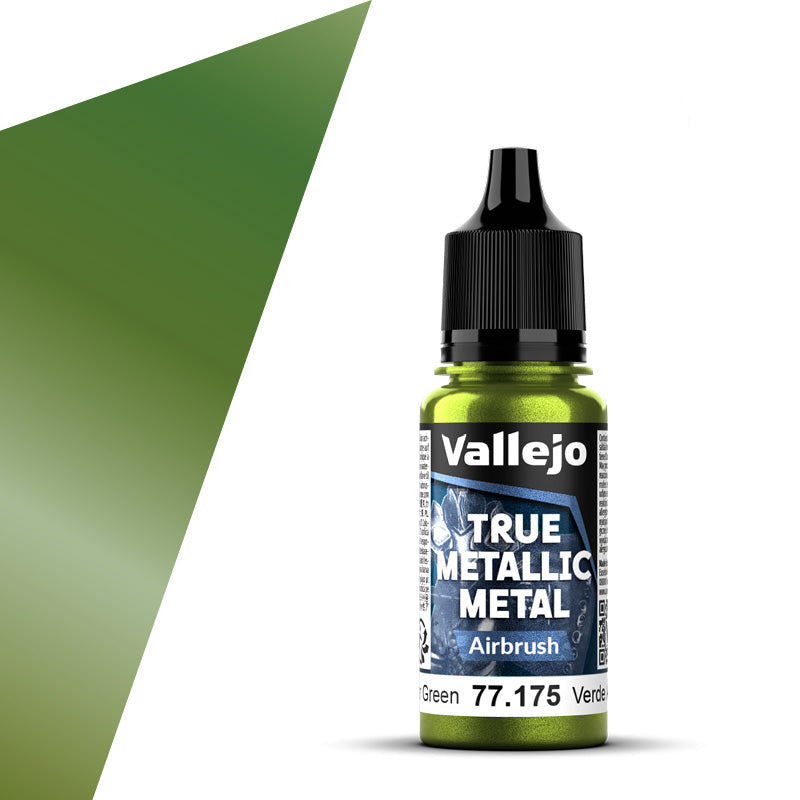 77.175 - Vallejo True Metalic Metal Airbrush Colour - Amber Green - 18 ML