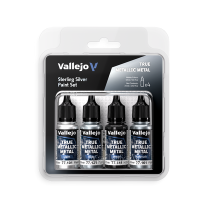 77.251 - Vallejo True Metalic Metal - Sterling Silver Set - (4x18 ML)