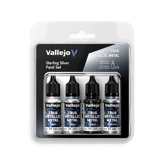 77.251 - Vallejo True Metalic Metal - Sterling Silver Set - (4x18 ML)