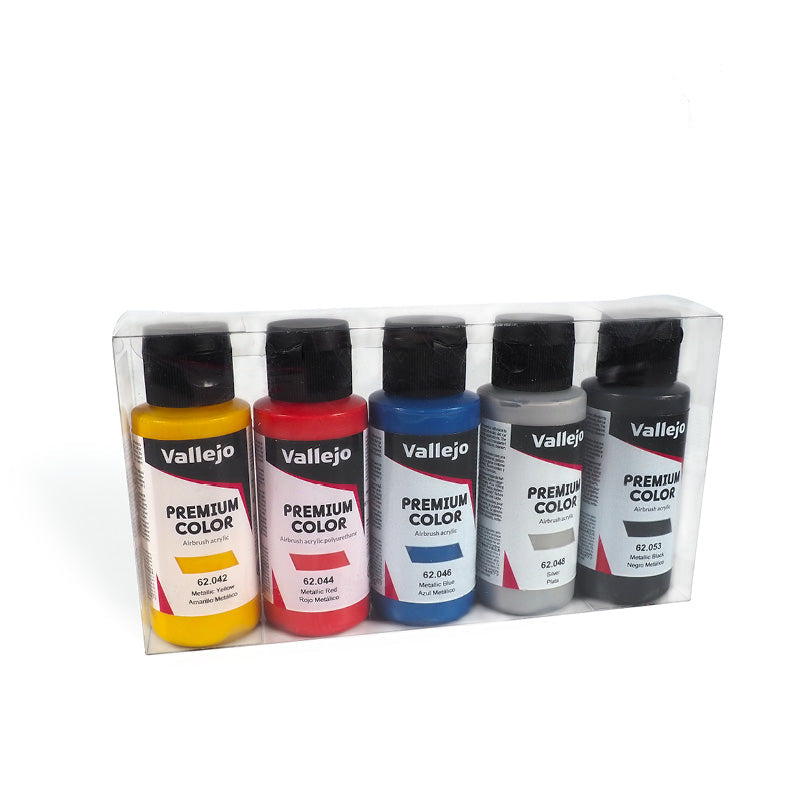 62.103 Vallejo Premium Airbrush Colours - Metallic Colours Set - (5 x 60ML)