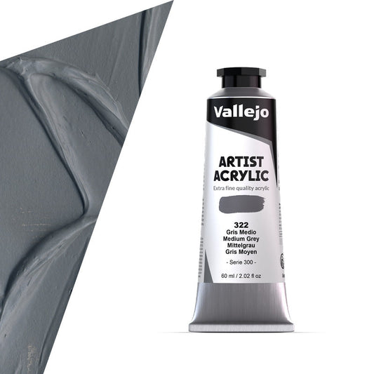 16.322 Vallejo Artist Acrylic - Medium Grey - 60 ML