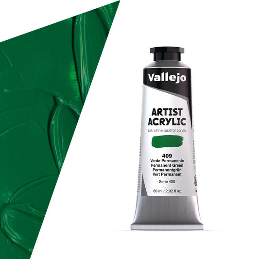 16.409 Vallejo Artist Acrylic - Permanent Green - 60 ML