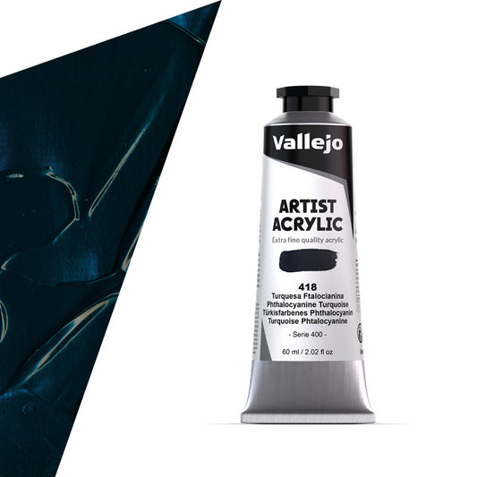 16.418 Vallejo Artist Acrylic - Phtalocyanine Turquoise - 60 ML