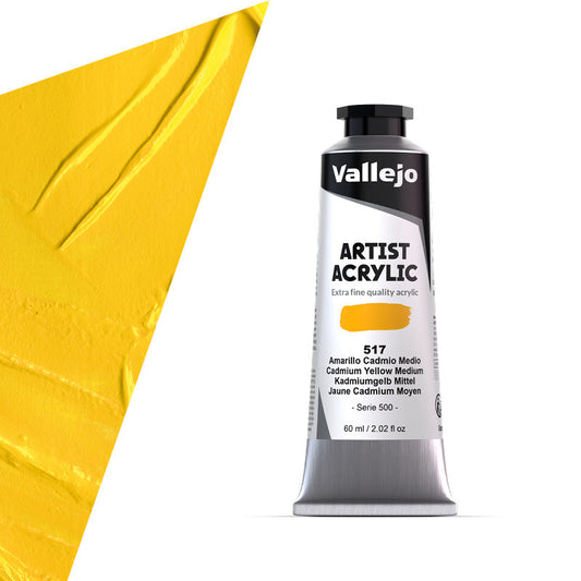16.517 Vallejo Artist Acrylic - Cadmium Yellow Medium - 60 ML