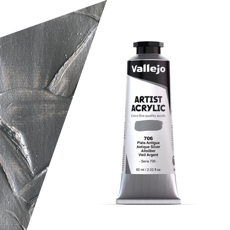 16.706 Vallejo Artist Acrylic - Antique Silver - 60 ML