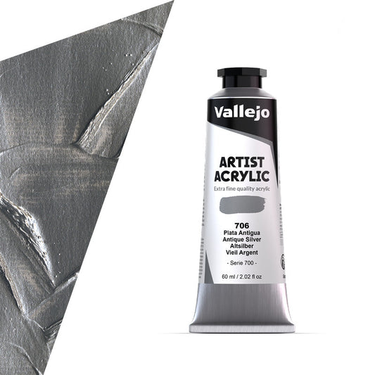 16.706 Vallejo Artist Acrylic - Antique Silver - 60 ML