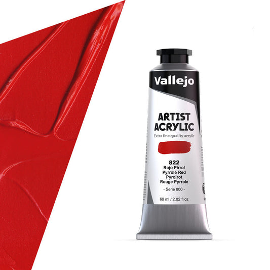 16.822 Vallejo Artist Acrylic - Pyrrole Red - 60 ML