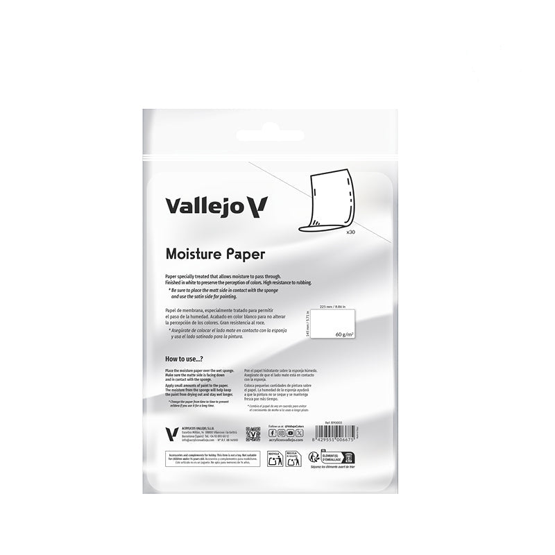 B90003 Vallejo Moisture Paper for Wet Palette - 30 Sheets