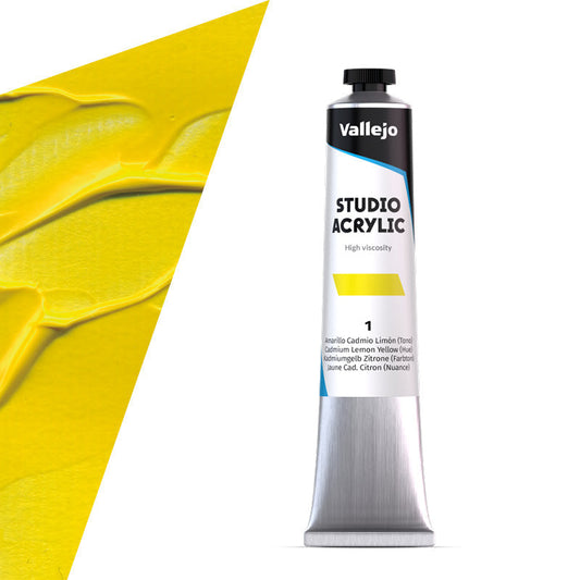 21.001 Vallejo Studio Acrylics - Cadmium Lemon Yellow (Hue) - 58 ML