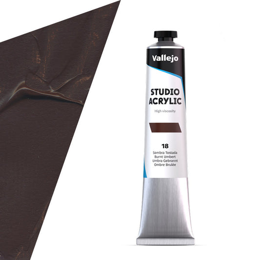 21.018 Vallejo Studio Acrylics - Burnt Umber - 58 ML
