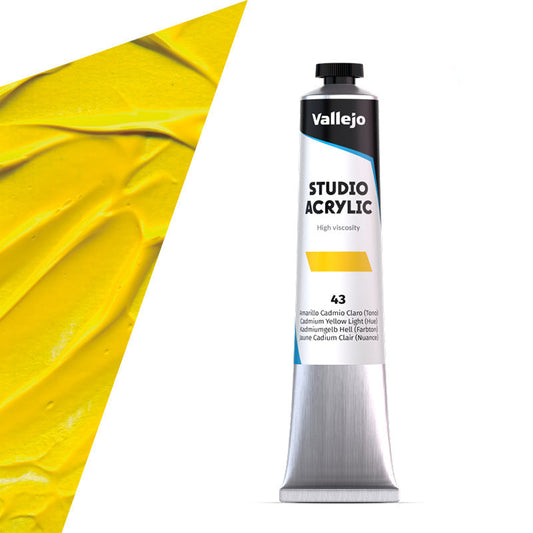21.043 Vallejo Studio Acrylics - Cadmium Yellow Light (Hue) - 58 ML
