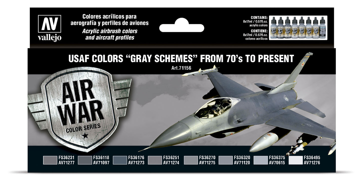 71.156 Vallejo USAF colors “Grey Schemes” from 70’s to present paint set 71156