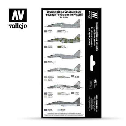 71.605 Vallejo Model Air Set - Soviet/Russian colors MiG-29 “Fulcrum” from 80’s to present 71605