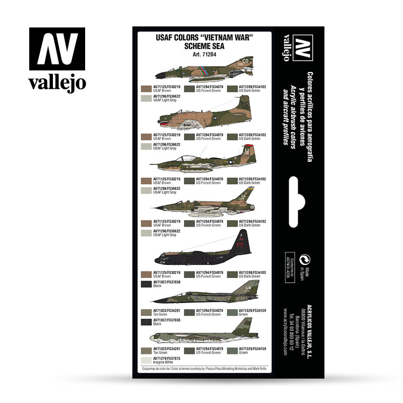 71.204 Vallejo Model Air Set - Airwar Colour Series - USAF colors “Vietnam War” Scheme SEA (South East Asia) 71204