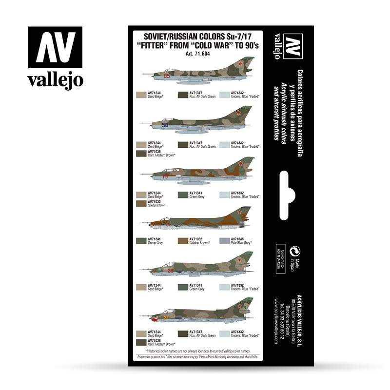 71.604 Vallejo Model Air Set - Airwar Colour Series - 71.604 Soviet/Russian colors Su-7/17 “Fitter” from “Cold War” to 90’s 71604
