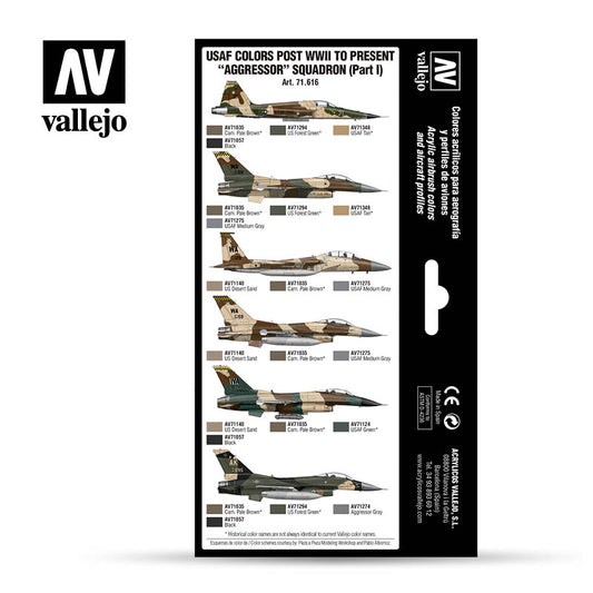 71.616 Vallejo Model Air Set - Airwar Colour Series - USAF colors post WWII to present “Aggressor” Squadron (Part I) 71616